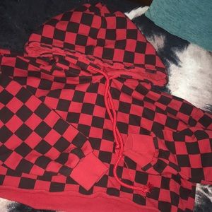 Checkered cropped hoodie